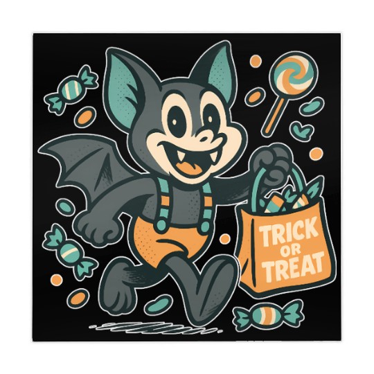 Cute Bat with Candy Bag Halloween Design Mahjong Mats