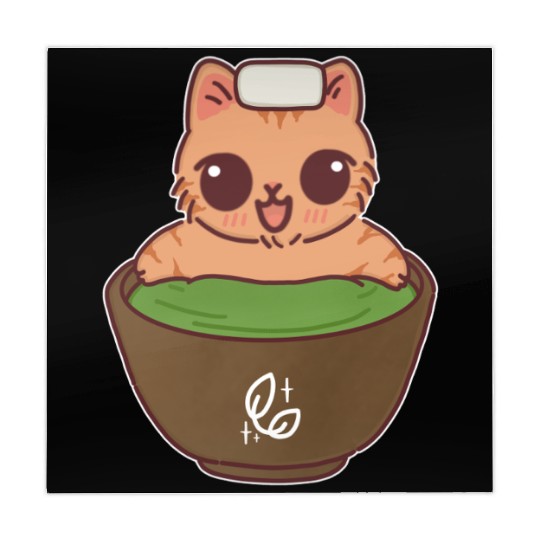 Kawaii Cat in Matcha Onsen Mahjong Mats