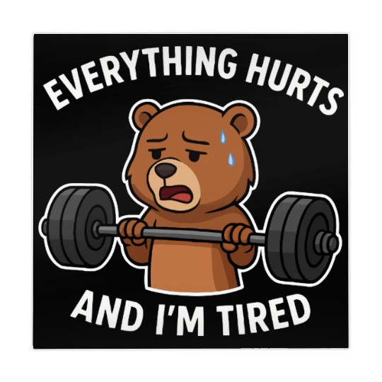 Bear Lifting Weights with Sad Expression Mahjong Mats