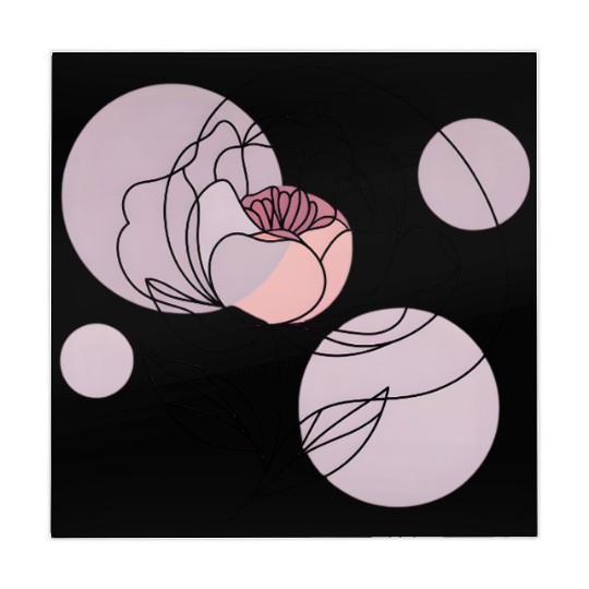 Elegant Line Art Rose with Soft Pastel Circles Mahjong Mats
