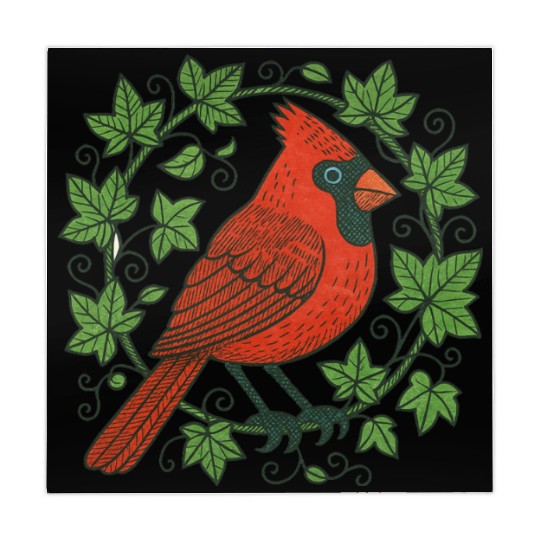 Vibrant Cardinal Amidst Ivy Leaves Mahjong Mats