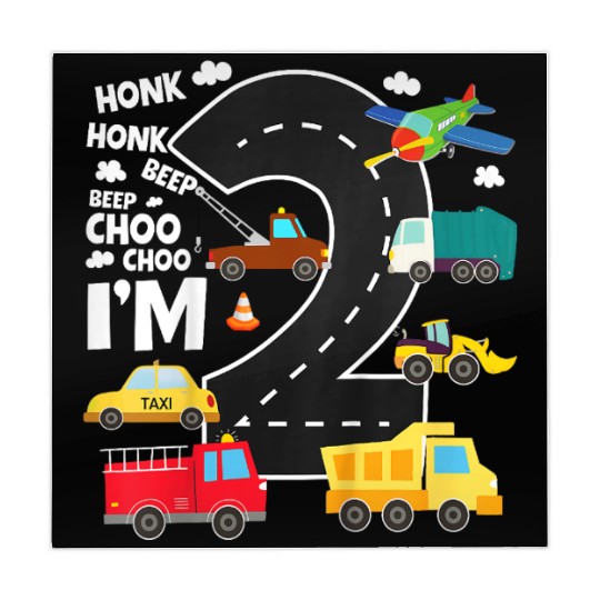 Kids Birthday 2 Traffic Vehicles Number Two Design Mahjong Mats