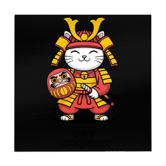Kawaii Samurai Cat with Daruma Doll – Japanese  Mahjong Mats