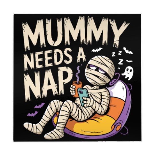 Mummy with Coffee Napping Design Mahjong Mats