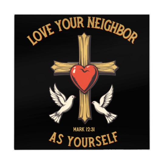 Love Your Neighbor Cross Illustration bible verse Mahjong Mats