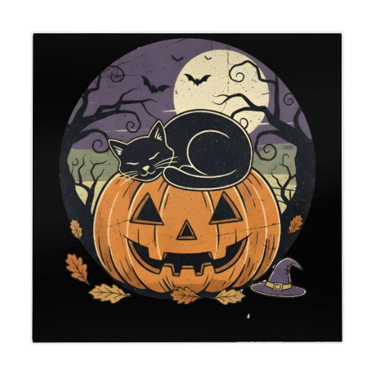 Spooky Cat Nap Pumpkin | Halloween Party Design Mahjong Mats