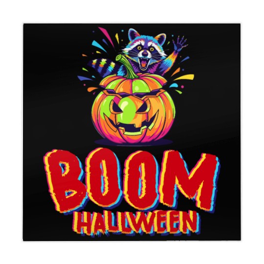 Colorful Raccoon with Pumpkins Halloween Design Mahjong Mats