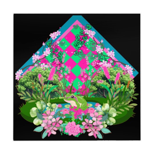 Frog in pink and green  Mahjong Mats