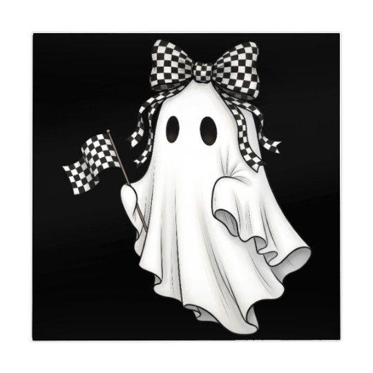 Ghost Boo Checkered Bow Race Day Racing Flag Racer Mahjong Mats