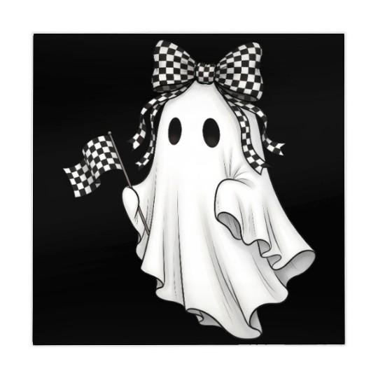 Ghost Boo Checkered Bow Race Day Racing Flag Racer Mahjong Mats
