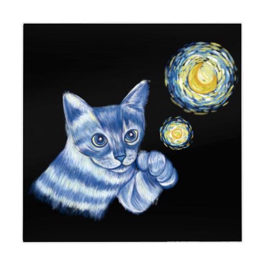 Blue Starry Night British Shorthair Cat Graphic Mahjong Mats