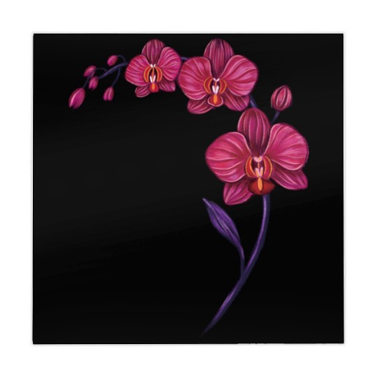 Elegant Violet Pink Orchid Flower Branch Design Mahjong Mats