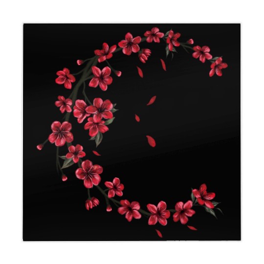 Red Moon Cherry Blossom Sakura Flower Design Mahjong Mats