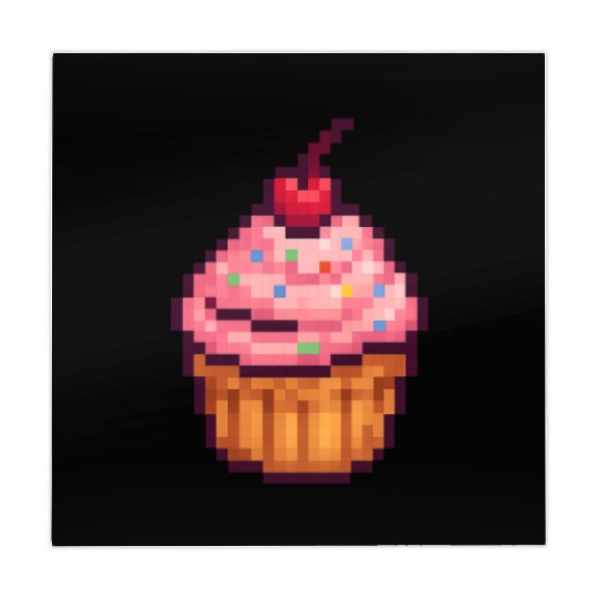 Pixel Art Cupcake with Cherry Mahjong Mats