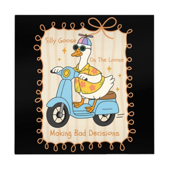 Silly Goose Riding Scooter Design Mahjong Mats