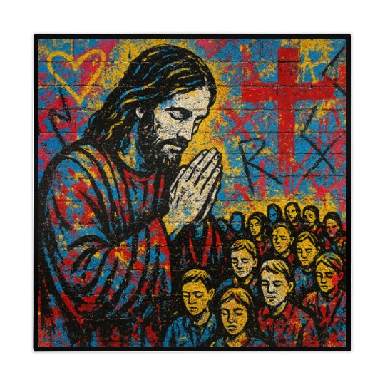 Praying Jesus Graffiti Art Design Mahjong Mats