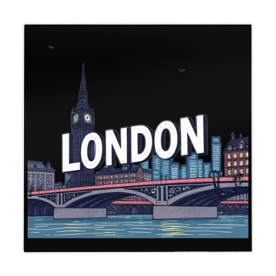 London Night Skyline Illustration Mahjong Mats