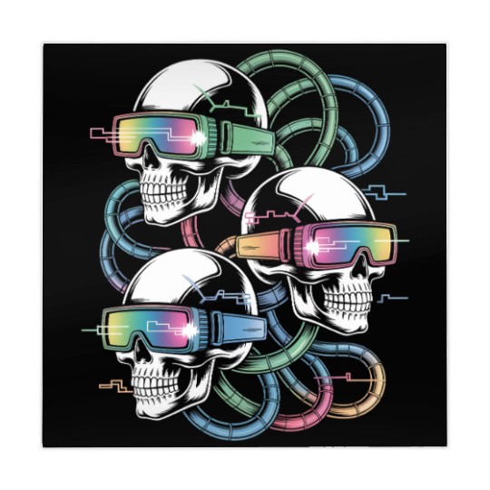 VR Skeleton Head Circuit Vision Streetwear Mahjong Mats