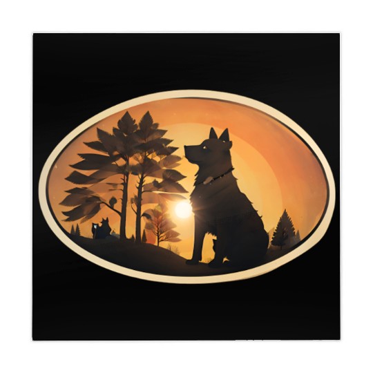 Sunset Wilderness Wolf Silhouette Mahjong Mats