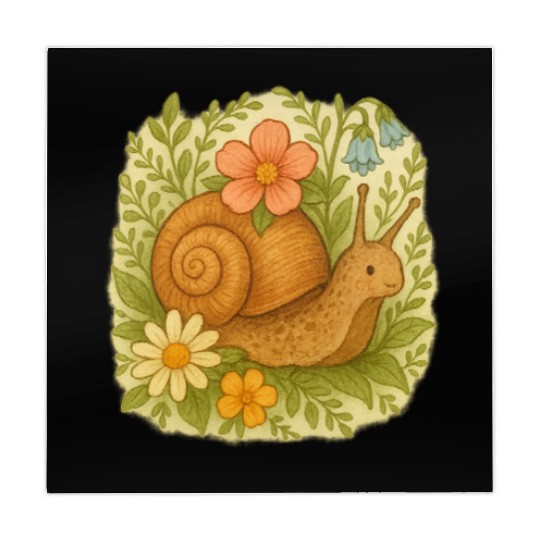 Whimsical Snail and Floral Garden Art Mahjong Mats