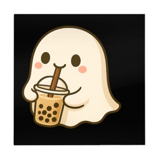 Cute Ghost with Bubble Tea Design Mahjong Mats