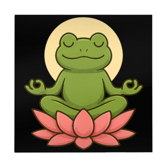 Serene Green Frog Meditation Design Mahjong Mats