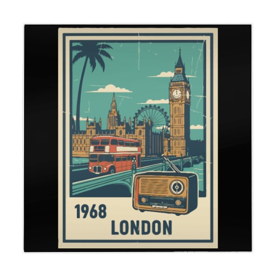 Vintage London 1968 Retro Travel Poster Mahjong Mats