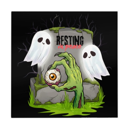 Spooky Graveyard with Ghosts and Eye Mahjong Mats