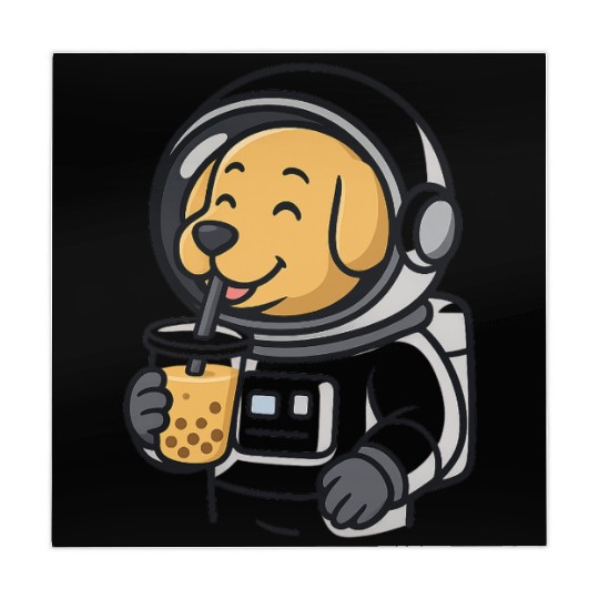 Cute Dog Astronaut Drinking Bubble Tea Mahjong Mats