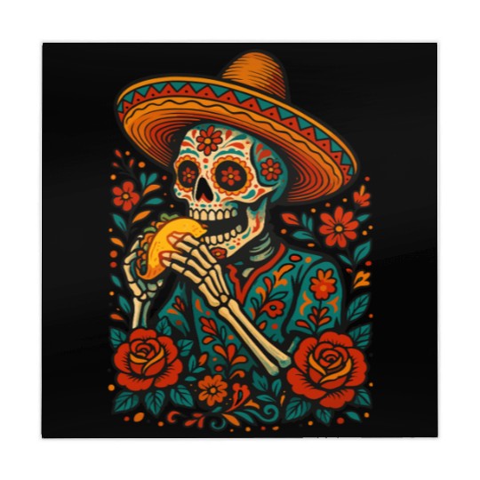 Day of the Dead Skeleton Eating Taco Mexican Folk  Mahjong Mats