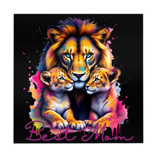 Colorful Lion Cubs and Mother Design Mahjong Mats