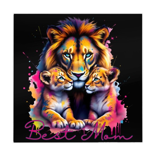 Colorful Lion Cubs and Mother Design Mahjong Mats