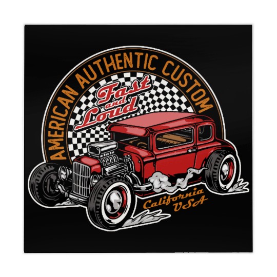 Vintage Hot Rod Car Illustration Mahjong Mats