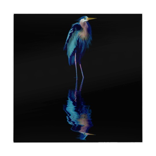 Great Blue Heron Stands Reflected Mahjong Mats