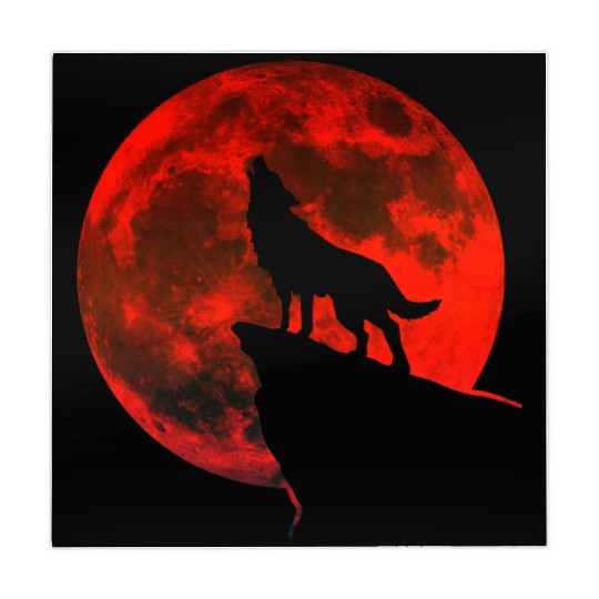 Howling wolf full blood moon space galaxy gift dog Mahjong Mats