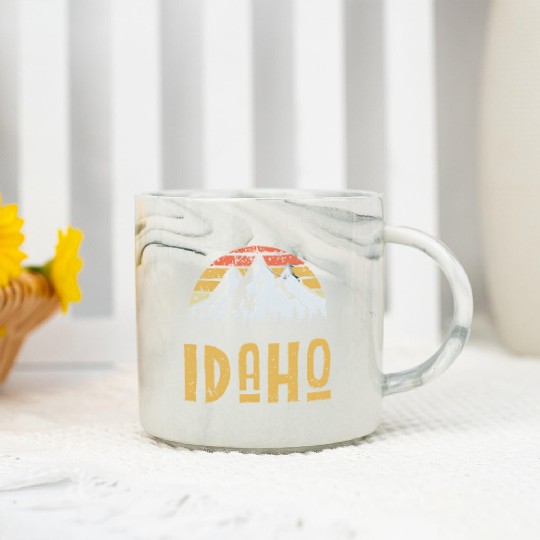 Vintage Retro Id Idaho Us Mountain State Marble Mugs