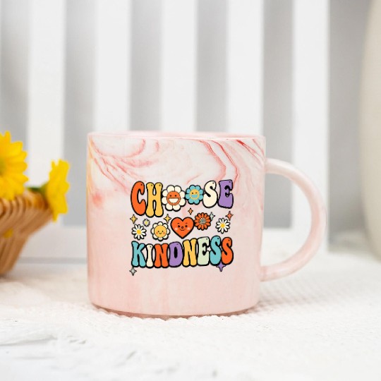 Retro Vintage Choose Kindness Lover Spiritual Marble Mugs
