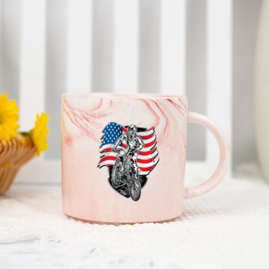 Motocross USA Flag Marble Mugs