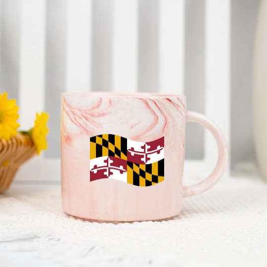Waving Maryland Flag Marble Mugs