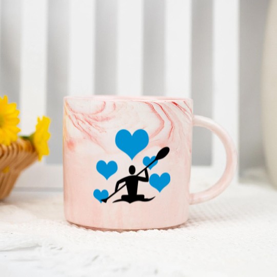 Canoe with 5 hearts Marble Mugs