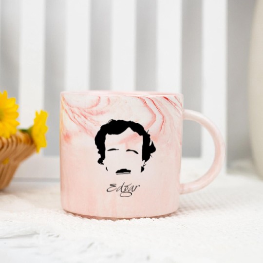 Edgar Allan Poe Silhouette & Hirsute Marble Mugs