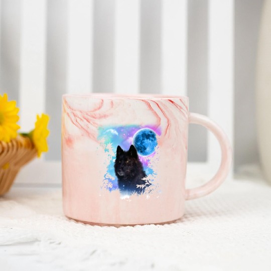 Black Wolf MidNight Forest Marble Mugs
