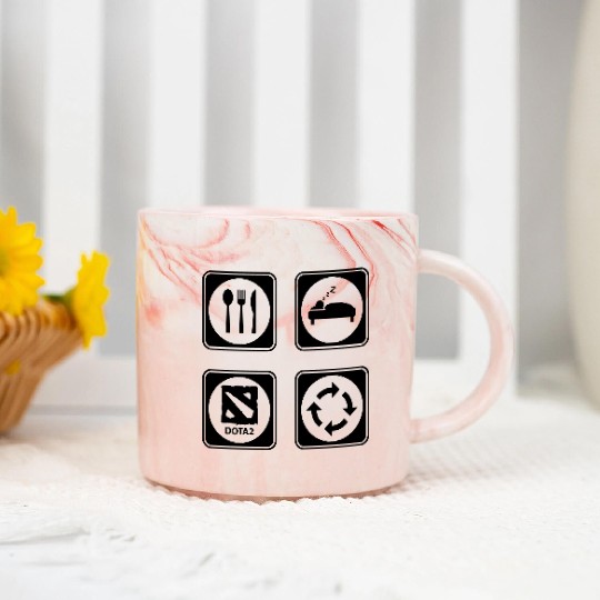 Eat Sleep DOTA2 Repeat Marble Mugs