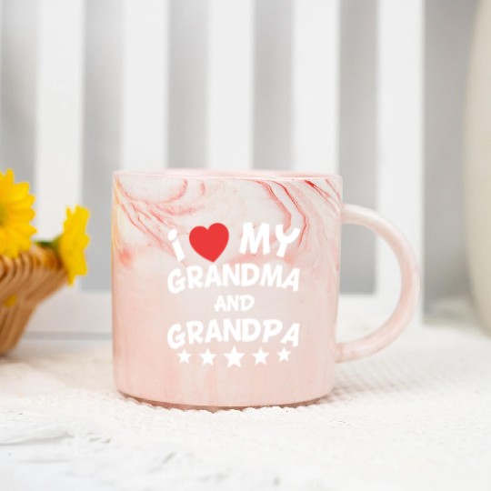 I Heart My Grandma And Grandpa Marble Mugs