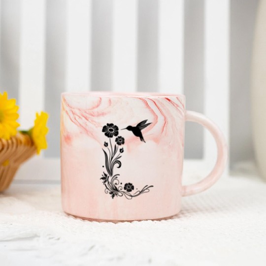 Hummingbird, colibri with hibiscus Marble Mugs
