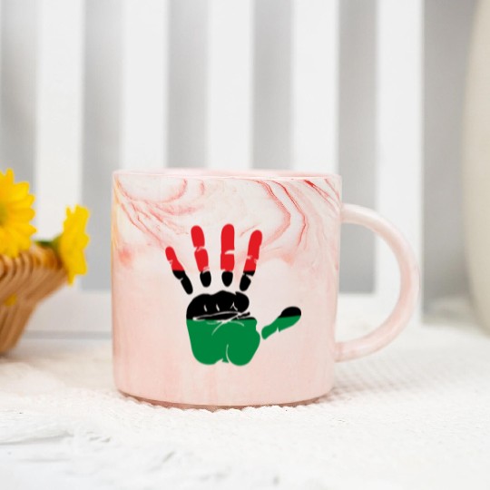 Pan African Flag Hand Print Sign Afro- American Marble Mugs