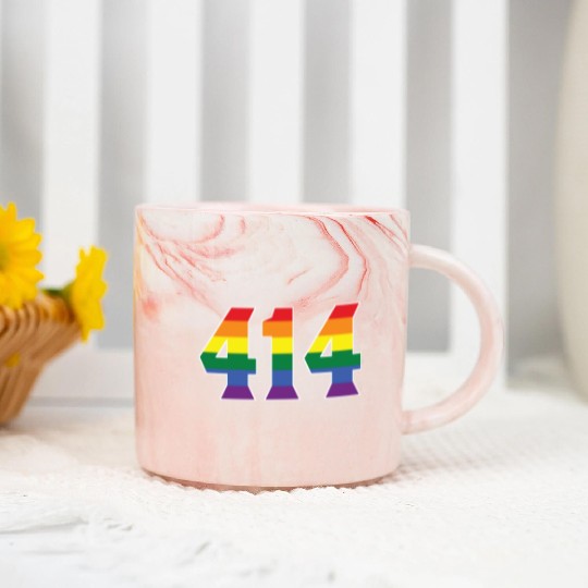 Gay Pride 414 Milwaukee Area Code Marble Mugs