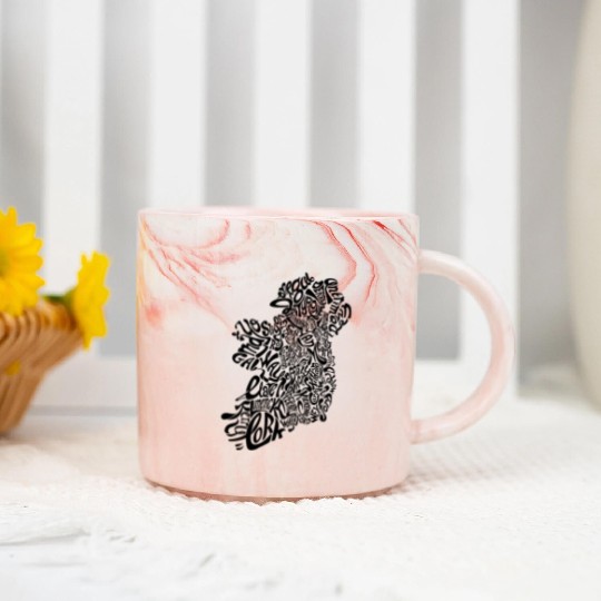 Ireland Typography Map Marble Mugs