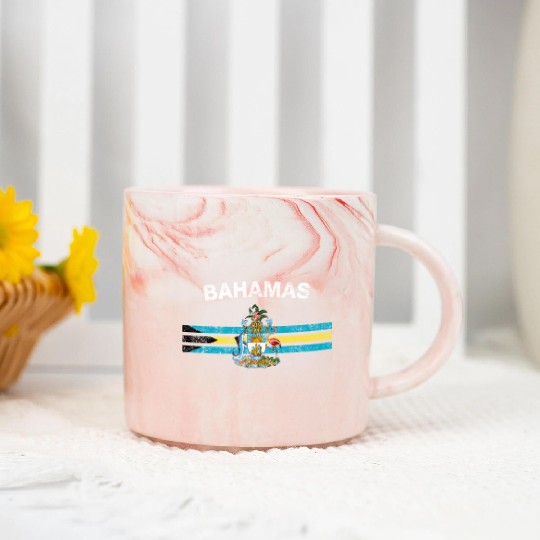 Bahamas Flag Marble Mugs - Bahamas Emblem & Bahamas Flag