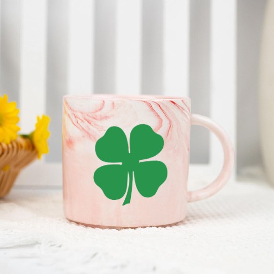 Green 4 Leaf Clover Solid Marble Mugs